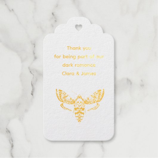 Gotische bruiloft | Moth & Lace Zwart & Wit Cadeaulabels (Voorkant)