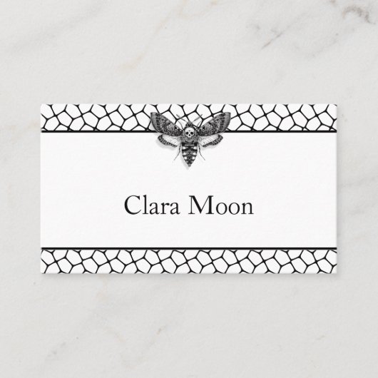 Gotische Bruiloft | Moth & Lace Zwart & Wit Plaatskaartje (Voorkant)