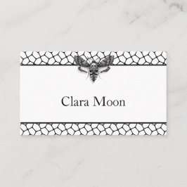 Gotische Bruiloft | Moth & Lace Zwart & Wit Plaatskaartje