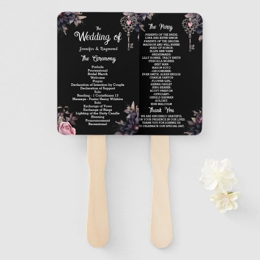 Gotische bruiloft programma Hand Fan Handwaaier (Voorkant en achterkant)