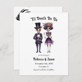 Gotische bruiloft red de datum skeletten aankondiging (Voorkant / Achterkant)