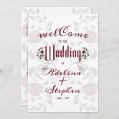 Gotische bruiloft Rode rozen Moody Order of Servic Programmakaart (Voorkant / Achterkant)