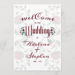 Gotische bruiloft Rode rozen Moody Order of Servic Programmakaart