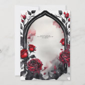 Gotische bruiloft rode zwarte Rozen Raven Kaart (Achterkant)