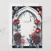 Gotische bruiloft rode zwarte Rozen schedels boog Kaart (Achterkant)