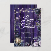 Gotische bruiloft rustiek Paarse hout dank u kaart (Voorkant / Achterkant)