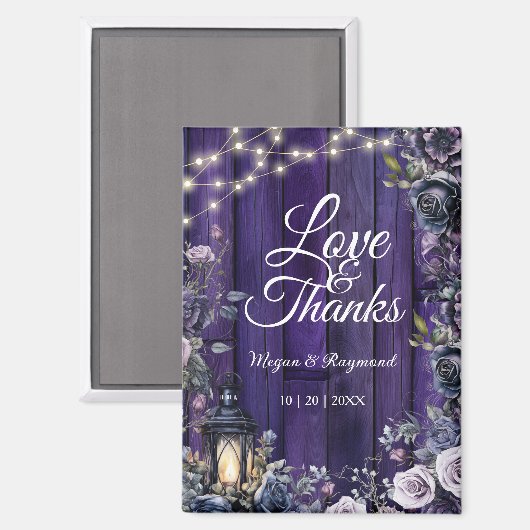 Gotische bruiloft Rustiek Paarse Hout Dank u Magne Magneet (Voorkant / Achterkant)