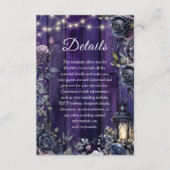 Gotische bruiloft rustieke Paarse houten planken D Informatiekaartje (Voorkant)