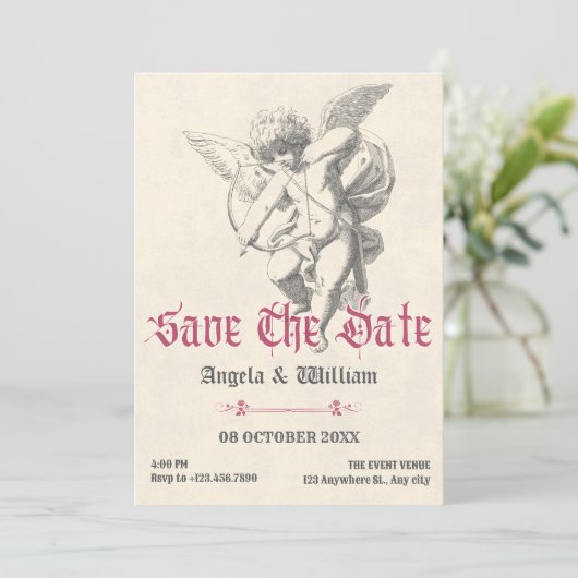 gotische bruiloft save the date (Staand voorkant)