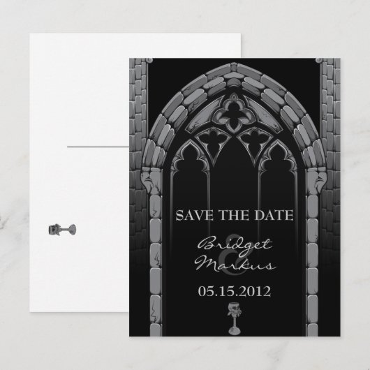 Gotische bruiloft Save the Date Briefkaart (Voorkant / Achterkant)