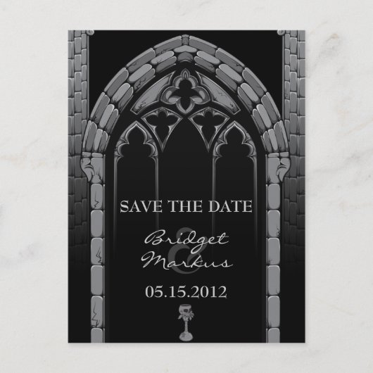 Gotische bruiloft Save the Date Briefkaart (Voorkant)