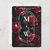 Gotische bruiloft schedel Rozen Monogram Zwart Roo Kaart (Voorkant)