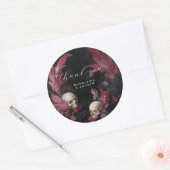  gotische bruiloft schedel veren dank u ronde sticker (Envelop)