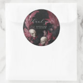  gotische bruiloft schedel veren dank u ronde sticker (Tas)