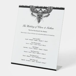 Gotische bruiloft Seating Charts Elegant Zwart Wit Reclamebord Met Voetstuk