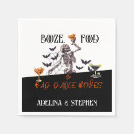 Gotische bruiloft skelet drank voedsel slechte dan servet