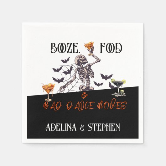 Gotische bruiloft skelet drank voedsel slechte dan servet (Voorkant)