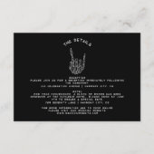 Gotische bruiloft skelet handen bruiloft details informatiekaartje (Voorkant)