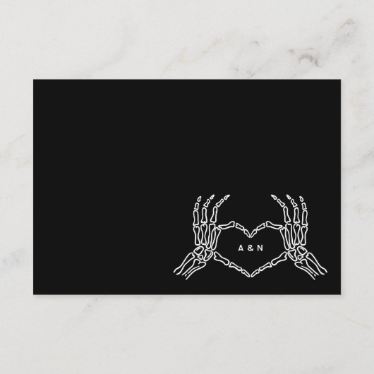 Gotische bruiloft skelet handen bruiloft details informatiekaartje (Achterkant)