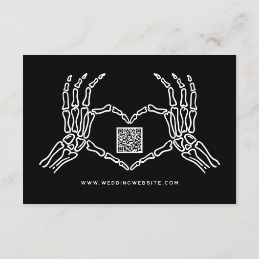 Gotische Bruiloft Skelet Handen Bruiloft QR Code R Informatiekaartje (Achterkant)