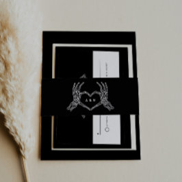 Gotische bruiloft skelet handen bruiloft uitnodigi uitnodigingen wikkel