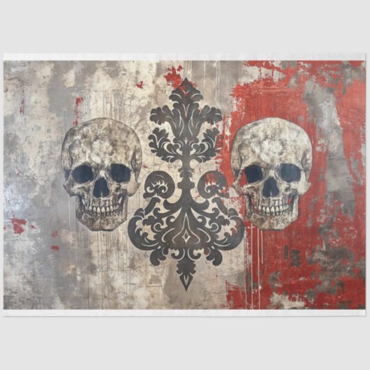  Gotische bruiloft skelet schedel decoupage Tissuepapier (Voorkant)