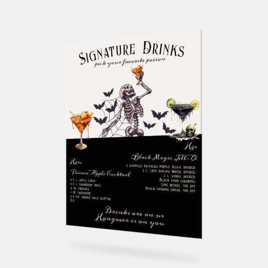 Gotische Bruiloft Skelet Signature Drinken Teken Acryl Bord (Hoek)