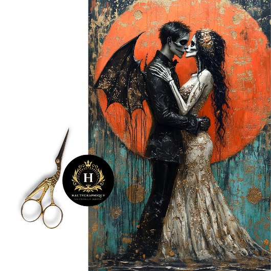 Gotische bruiloft Skelet Zeemeermin Schedel Decoup Tissuepapier