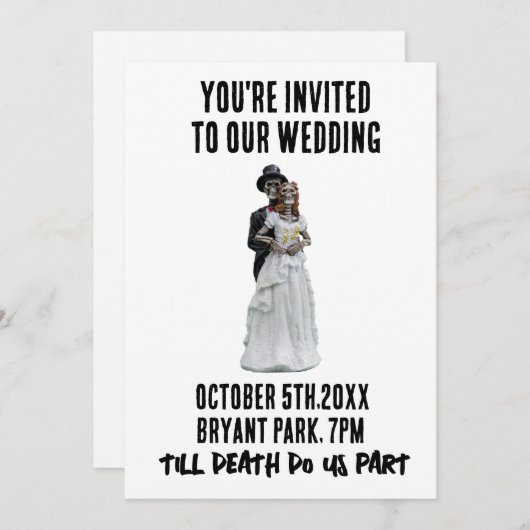 GOTISCHE BRUILOFT SKELETTEN AANGEPASTE UITNODIGING (Voorkant / Achterkant)