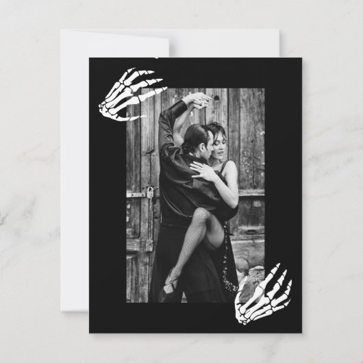 Gotische bruiloft skeletten redden de datum aankondiging (Achterkant)