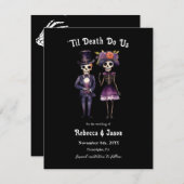 Gotische bruiloft skeletten redden de datum aankondiging (Voorkant / Achterkant)