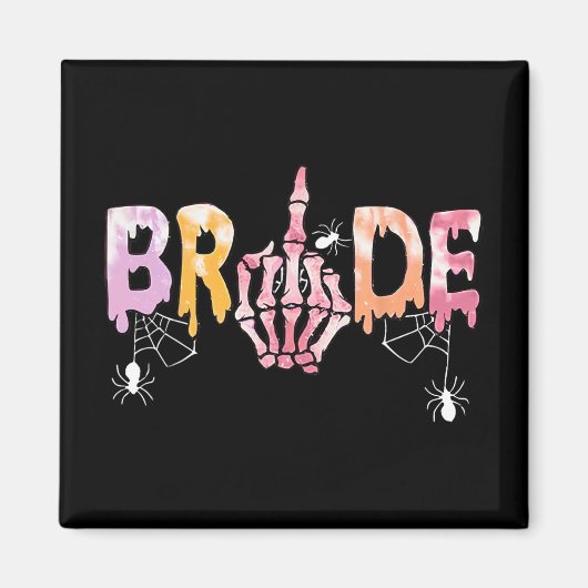 Gotische bruiloft Spooky Halloween Skeleton Bruid  Magneet (Voorkant)
