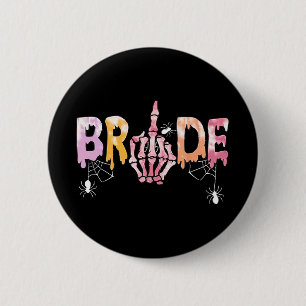 Gotische bruiloft Spooky Halloween Skeleton Bruid Ronde Button 5,7 Cm