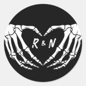 Gotische Bruiloft Sticker, Halloween Bruiloft Ronde Sticker (Voorkant)