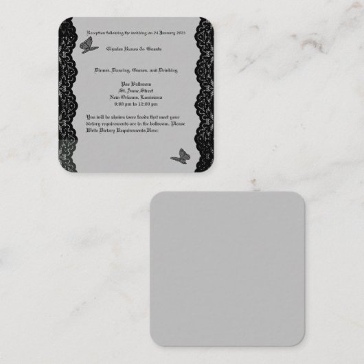 Gotische bruiloft thema RSVP Informatiekaartje (Voorkant / Achterkant)