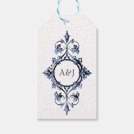 Gotische bruiloft verguld Lijst Monogram Cadeaulabel