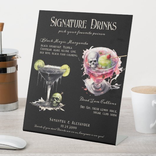 Gotische bruiloft Whimsigoth 3 Signature Drinken S Reclamebord Met Voetstuk (Insitu)