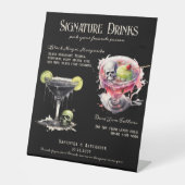 Gotische bruiloft Whimsigoth 3 Signature Drinken S Reclamebord Met Voetstuk (Voorkant)