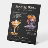 Gotische bruiloft Whimsigoth 5 Signature Drinken S Reclamebord Met Voetstuk (Voorkant)