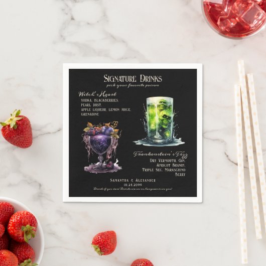 Gotische bruiloft Whimsigoth Signature Drinken Servet (Insitu)