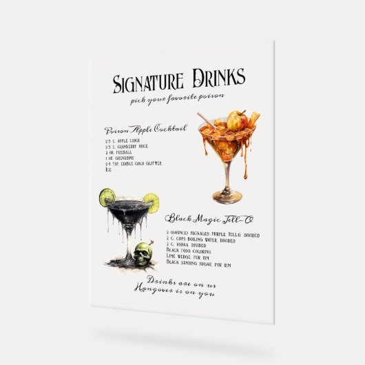 Gotische Bruiloft Whimsigoth Signature Drinken Tek Acryl Bord (Hoek)