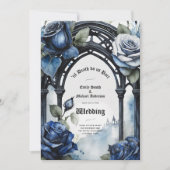 Gotische bruiloft zwart blauw Rozen boog alternati Kaart (Voorkant)