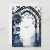 Gotische bruiloft zwart blauw Rozen boog alternati Kaart (Achterkant)