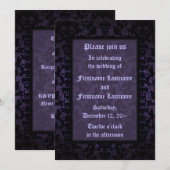 Gotische bruiloft zwart en paarse kaart (Voorkant / Achterkant)