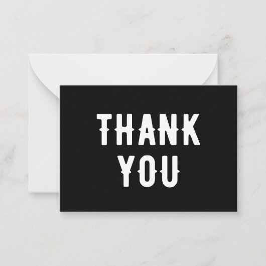 Gotische bruiloft zwart & wit dank u notitiekaartje (Voorkant)