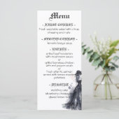 Gotische bruiloft zwarte jurk waterverf rozen menu (Staand voorkant)