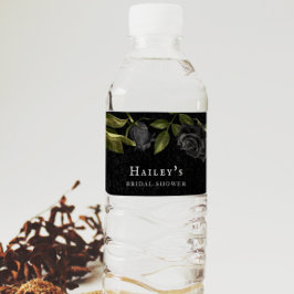 Gotische Bruiloftsborrel met Bloemen Waterfles Etiket
