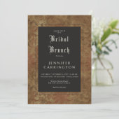 Gotische  Bruin Damask Zijde Bruidsbrunch Kaart (Staand voorkant)