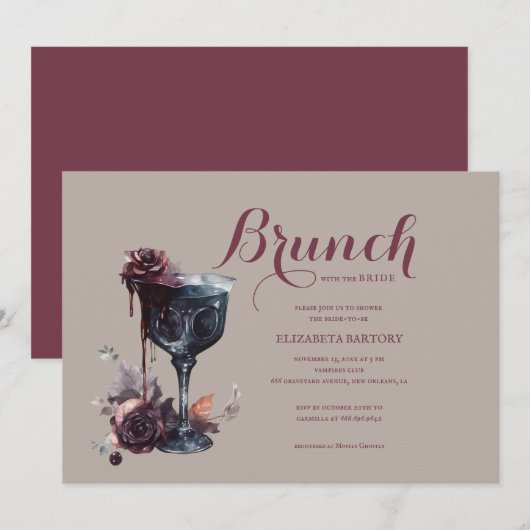Gotische Brunch Bloem Kelk Bruiloft Kaart (Voorkant / Achterkant)