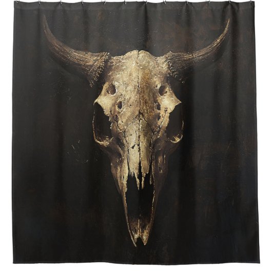 Gotische Bull Skull Decoupage Douchegordijn (Voorkant)